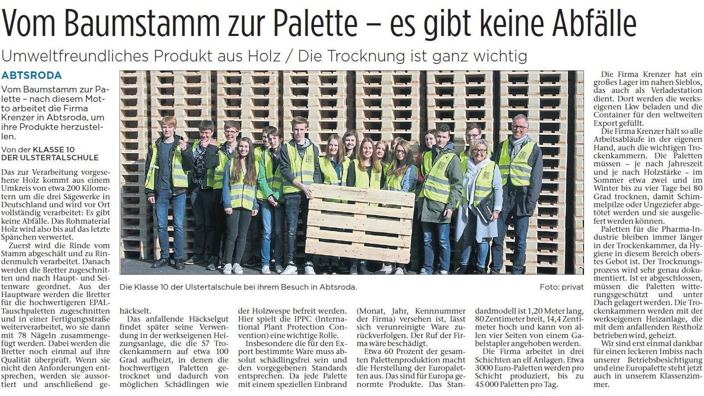 Krenzer Paletten - Zeitungsartikel FZ